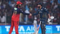 Photo: AP : Rahul Tewatia shakes hands with Rajat Patidar after Gujarat Titans win the Indian Premier League match against Royal Challengers Bengaluru in Ahmedabad.