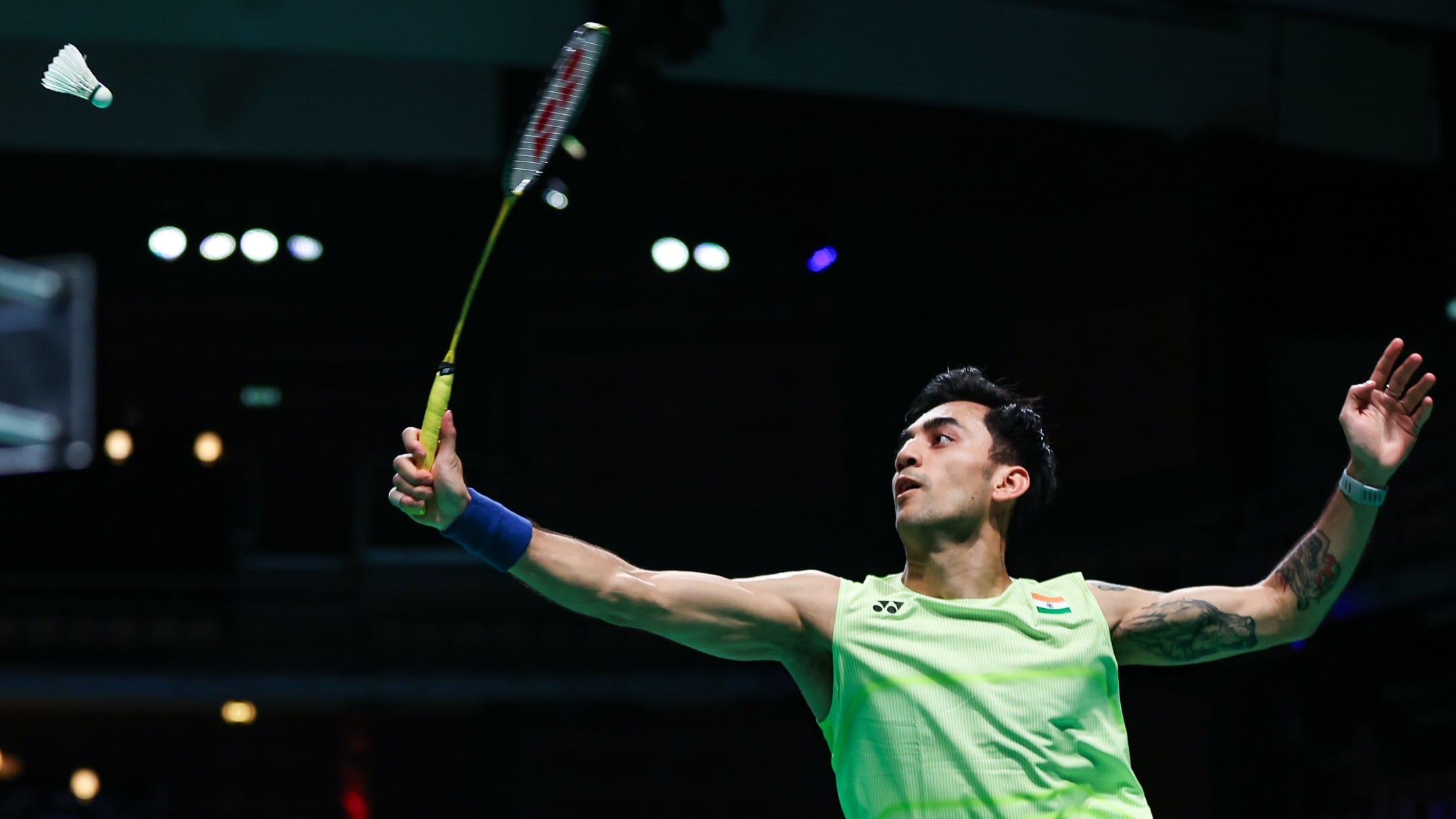Lakshya Sen in action during India's Thomas Cup 2026 campaign. - BAI Media via Badminton Photo