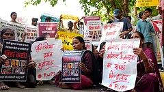 Credit: Suresh Kumar Pandey : Supporters take part in a protest against the arrest and detention of workers during the Noida factory protests, at Jantar Mantar in New Delhi. on April 30, 2026