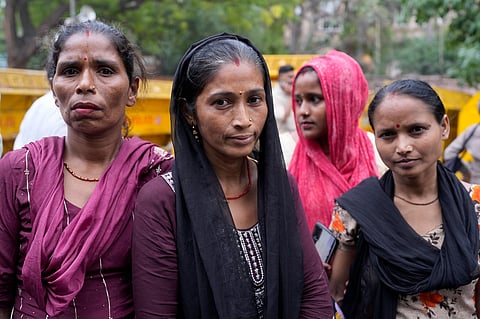 Domestic workers who participated in the protest in solidarity with the arrested workers and activists
