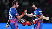 (AP Photo) : Delhi Capitals' Tristan Stubbs with batting partner Ashutosh Sharm celebrate after wining against Rajasthan Royals during the Indian Premier League cricket match in Jaipur, India, Friday, May, 1, 2026