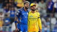 | Photo: PTI/Kunal Patil : Mumbai Indians' captain Hardik Pandya, left, with Chennai Super Kings' captain Ruturaj Gaikwad during the toss before an Indian Premier League (IPL) 2026 T20 cricket match between Mumbai Indians and Chennai Super Kings, in Mumbai, Maharashtra.