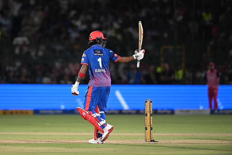 Delhi Capitals KL Rahul celebrates his fifty runs