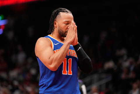 New York Knicks guard Jalen Brunson (11) before Game 6 in a first-round NBA basketball playoffs series against the Atlanta Hawks in Atlanta. 