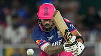 RR Vs DC Toss Update, IPL 2026: Rajasthan Royals Batting First - Check Playing XIs | Photo: AP/Anupam Nath : Rajasthan Royals' captain Riyan Parag plays a shot during the Indian Premier League cricket match between Mumbai Indians and Rajasthan Royals in Guwahati.