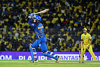 CSK Vs MI, IPL 2026: See Best Photos From Indian Premier League Match 44 At Chennai's MA Chidambaram Stadium | Photo: AP : Mumbai Indians' Ryan Rickelton plays a shot during the Indian Premier League cricket match between Chennai Super Kings and Mumbai Indians in Chennai, India.