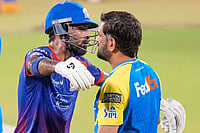 | Photo: PTI/R Senthilkumar : Mumbai Indians' captain Hardik Pandya, left, with Chennai Super Kings' MS Dhoni during a training session ahead of an Indian Premier League (IPL) 2026 T20 cricket match between Chennai Super Kings and Mumbai Indians, in Chennai, Tamil Nadu.