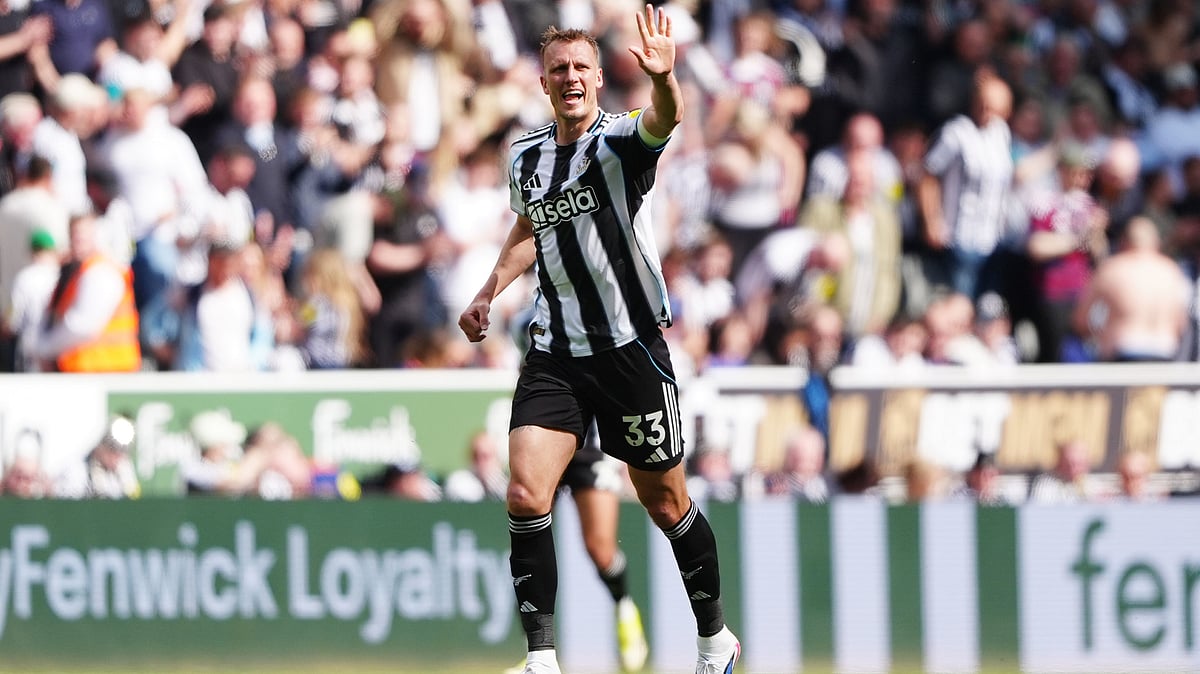 Newcastle United's Dan Burn celebrates scoring their side's second goal of the game during their English Premier League soccer match against Brighton & Hove Albion in Newcastle, England, Saturday, May 2, 2026. - | Photo: AP/Owen Humphreys