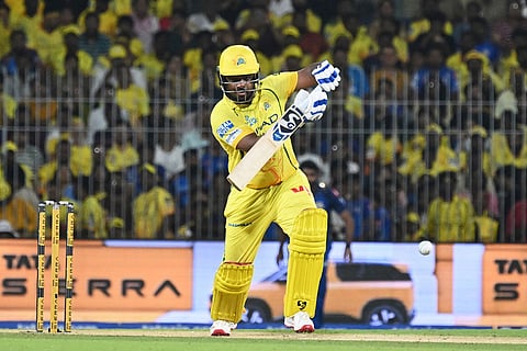Chennai Super Kings' Sanju Samson plays a shot during the Indian Premier League cricket match between Chennai Super Kings and Mumbai Indians in Chennai, India.