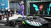 AP Photo : Mercedes driver Kimi Antonelli of Italy celebrates after winning the Miami Formula One Grand Prix auto race in Miami Gardens.
