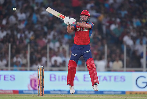 Punjab Kings' Marcus Stoinis plays a shot during the Indian Premier League cricket match between Gujarat Titans and Punjab Kings in Ahmedabad.