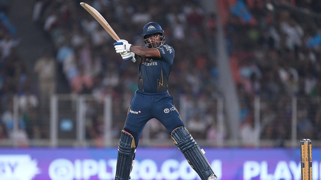 Sai Sudharsan plays a shot during the Indian Premier League match between Gujarat Titans and Punjab Kings in Ahmedabad. - Photo: AP/Ajit Solanki
