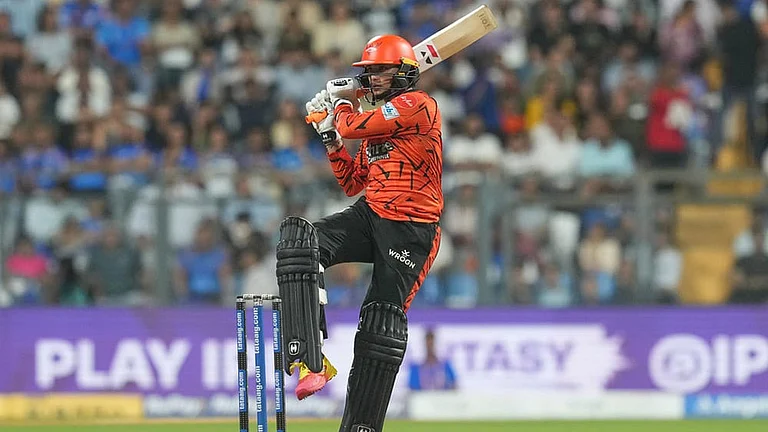 Sunrisers Hyderabad's Abhishek Sharma plays a shot during the Indian Premier League cricket match between Mumbai Indians and Sunrisers Hyderabad in Mumbai, India. - | Photo: AP/Rafiq Maqbool