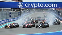 AP Photo : Drivers steer their cars during the Miami Formula One Grand Prix auto race, Sunday, May 3, 2026, in Miami Gardens, Fla.