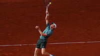 AP Photo : Jannik Sinner in action during Madrid Open 2026 final against Alexander Zverev. 
