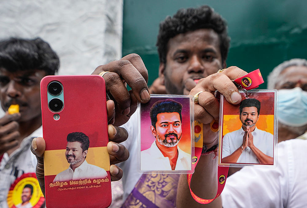 TN polls: TVK supporters celebrate during vote counting in Chennai