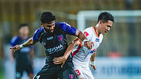 IndSuperLeague/X : Bengaluru FC and Odisha FC players in action during ISL 2025-26 clash. 