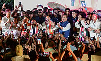 PTI : Guwahati: Assam Chief Minister and BJP candidate from Jalukbari constituency, Himanta Biswa Sarma, celebrates with party workers after winning in the state Assembly election results, in Guwahati, Monday, May 4, 2026.