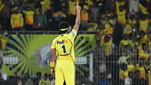 AP Photo : Chennai Super Kings' Ramakrishna Ghosh celebrates the wicket of Mumbai Indians' Suryakumar Yadav during the Indian Premier League cricket match between Chennai Super Kings and Mumbai Indians in Chennai.
