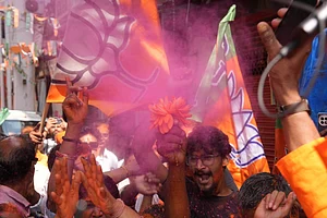 Sandipan chatterjee/Outlook : BJP West Bengal celebrating in Kolkata