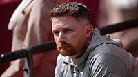 Chelsea Vs Nottingham Forest Live Streaming, Premier League 2025-26: Preview, H2H, Team News – All You Need To Know | Photo: AP/Alastair Grant : Chelsea's interim manager Calum McFarlane sits on the bench during the FA Cup semifinal soccer match between Chelsea and Leeds in London, England.