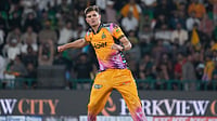 AP/K.M. Chaudary : Peshawar Zalmi's Aaron Hardie reacts during the Pakistan Super League final cricket match between Peshawar Zalmi and Hyderabad Kingsmen.