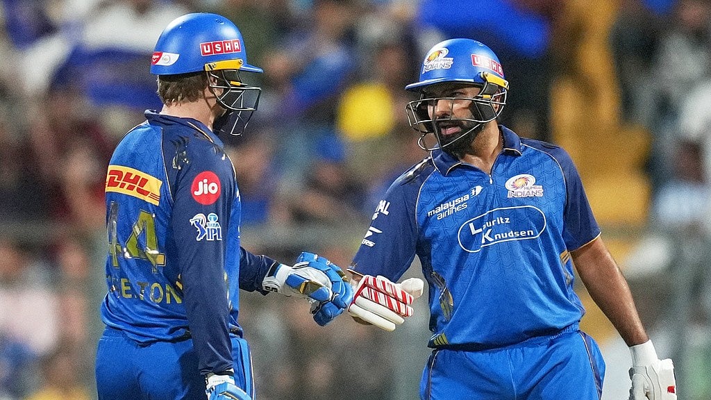 Ryan Rickelton, left, and Rohit Sharma bat during the Indian Premier League match between Mumbai Indians and Lucknow Super Giants in Mumbai. - Photo: AP/Rafiq Maqbool