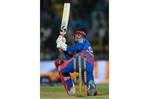 Delhi Capitals' Sameer Rizvi plays a shot during the Indian Premier League cricket match between Chennai Super Kings and Delhi Capitals in New Delhi, India.
