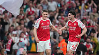 Arsenal Vs Atletico Madrid Preview, UEFA Champions League: H2H, Lineups, Live Streaming – All You Need To Know | Photo: AP/Kin Cheung : Arsenal's Viktor Gyoekeres, centre, celebrates with Arsenal's Declan Rice after scoring his side's third goal during the English Premier League soccer match between Arsenal and Fulham in London, England, Saturday, May 2, 2026.