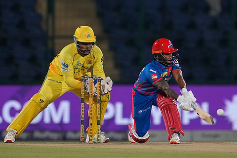 Delhi Capitals' Pathum Nissanka plays a shot during the Indian Premier League cricket match between Chennai Super Kings and Delhi Capitals in New Delhi, India.