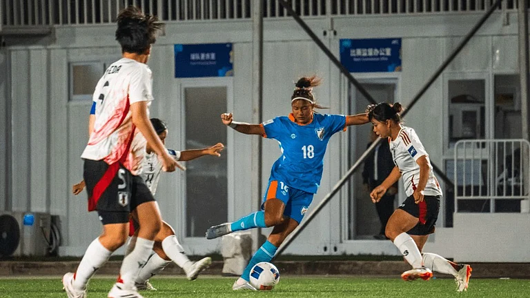 Action from the India vs Japan, AFC U-17 Women’s Asian Cup match in Suzhou, China. - AIFF Media