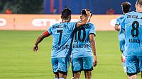 Mumbai City 1-2 East Bengal Live Score, ISL: Nandhakumar, Ezzejjari Penalty Put Red And Gold Brigade On Top Photo: X/Mumbai City FC : Mumbai City FC players celebrate Brandon Fernandes' goal in their Indian Super League match against East Bengal.