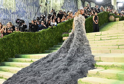 Beyoncé arrives at The Metropolitan Museum of Art's Costume Institute benefit gala celebrating the opening of the "Costume Art" exhibition in New York. 