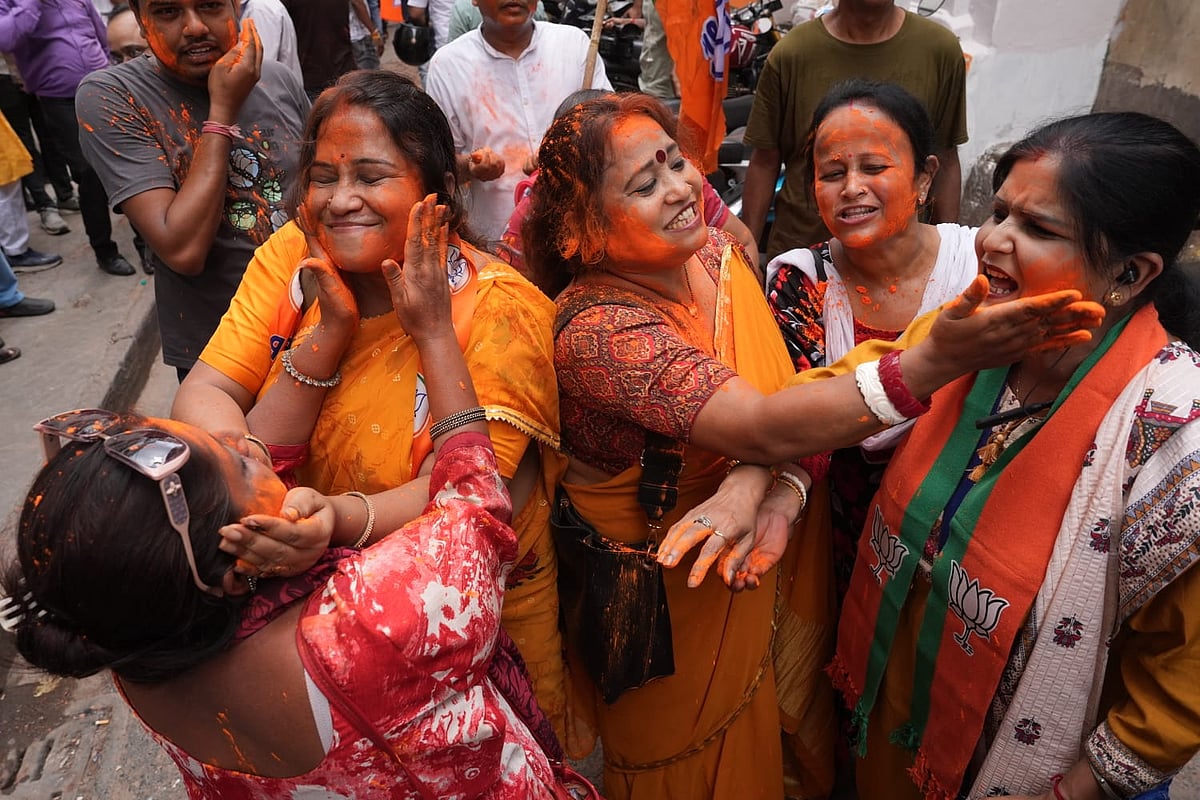 BJP supporters celebrating in West Bengal - null