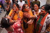 BJP supporters celebrating in West Bengal