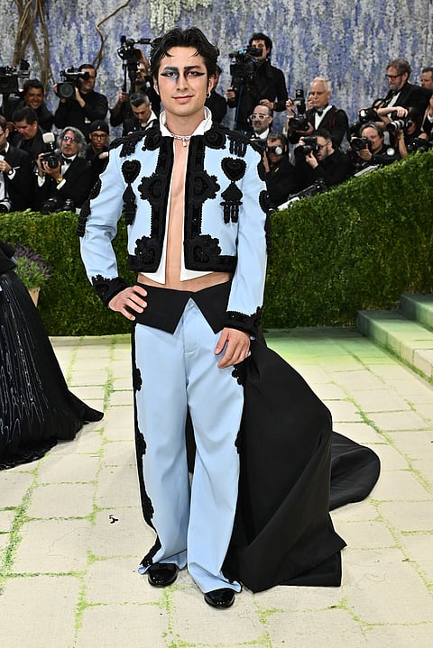 Hudson Williams arrives at The Metropolitan Museum of Art's Costume Institute benefit gala celebrating the opening of the "Costume Art" exhibition in New York. 