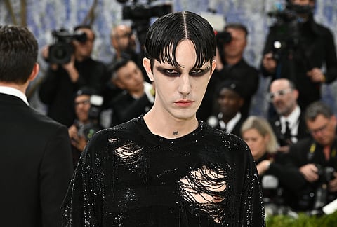 Loïk Gomez arrives at The Metropolitan Museum of Art's Costume Institute benefit gala celebrating the opening of the "Costume Art" exhibition in New York.