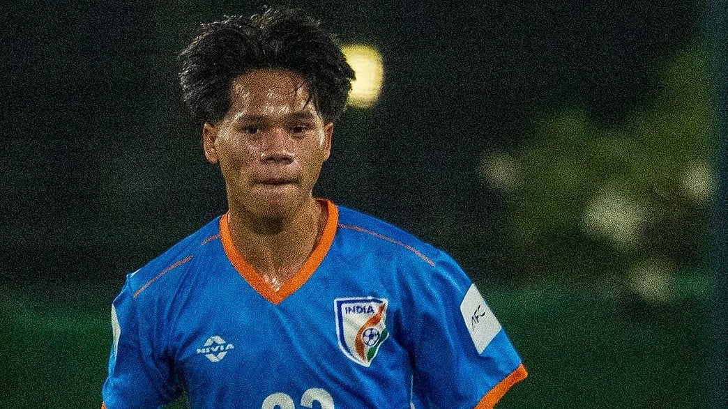 Indian footballers during action during India vs Australia AFC U-17 Asian Cup 2026 match at the Abdullah Sports City Training Stadium in Jeddah, Saudi Arabia. - IndianFootball/X