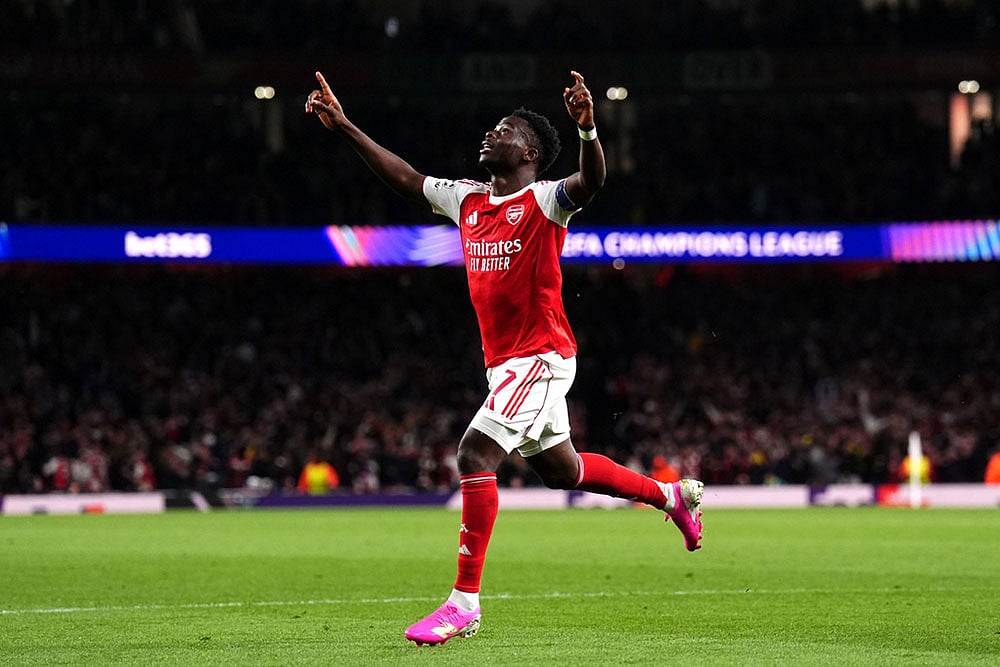 UEFA Champions League Soccer Match: Atletico Madrid vs Arsenal Bukayo Saka
