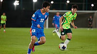 AP Photo : Indian footballers in action against Australia in AFC U17 Asian Cup 2026. 