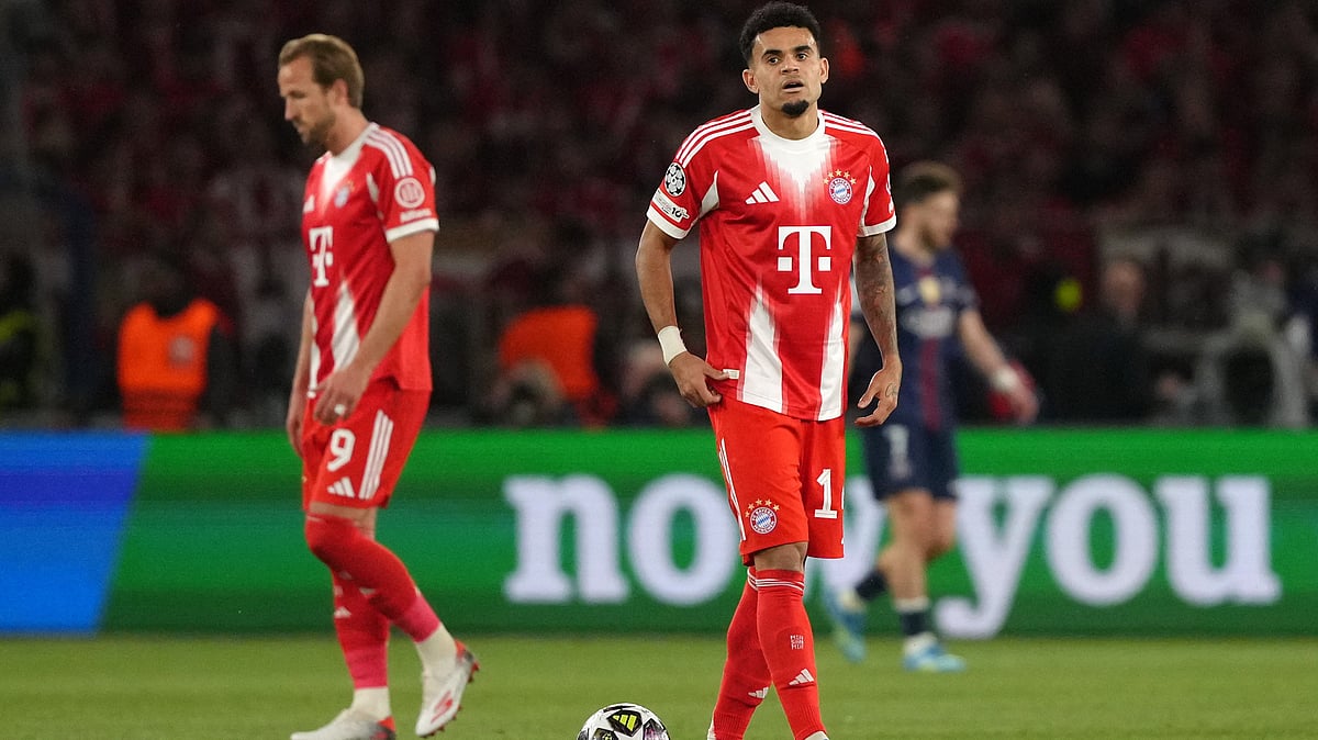 Bayern Munich footballers in action against PSG in UEFA Champions League 2025-26 match at the Parc des Princes.  - AP Photo