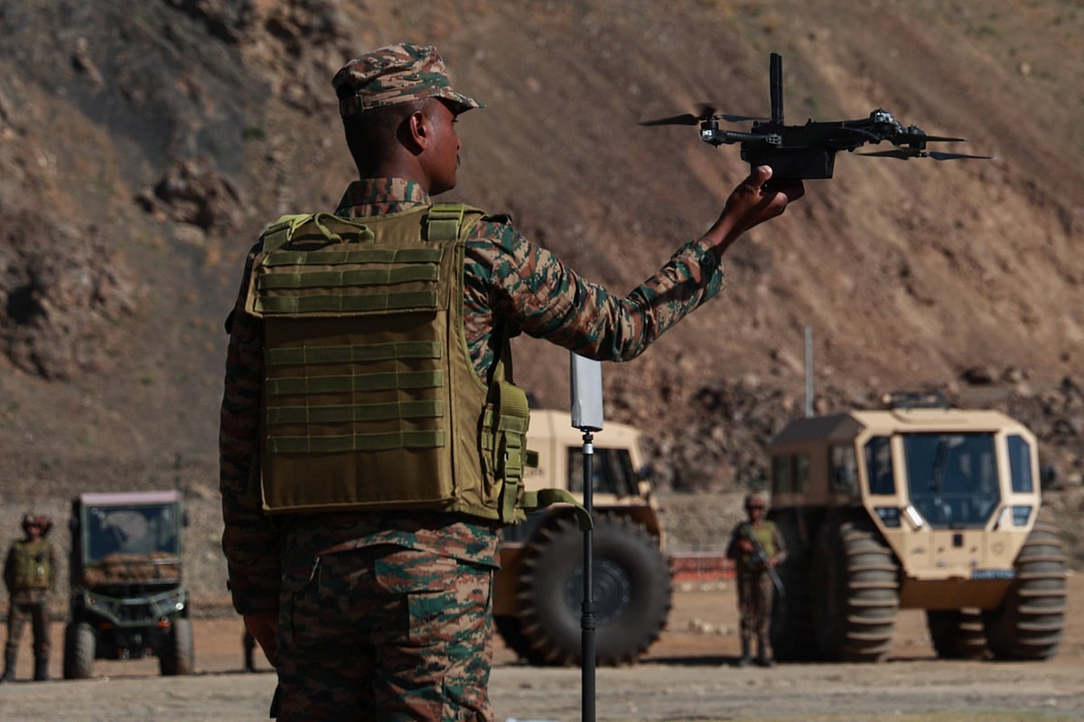 India Use Hi-Tech Drones For Surveillance The Indian Army showcases its cutting-edge surveillance drones - null