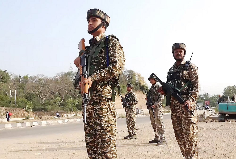 Security personnel guard NH-44 on Operation Sindoor anniversary in Jammu