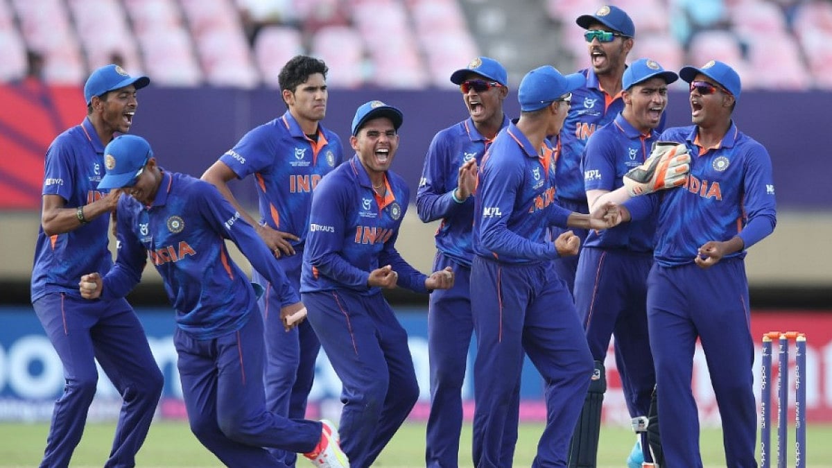 India players celebrate their victory over South Africa in the ICC U-19 Men's World Cup 2022.