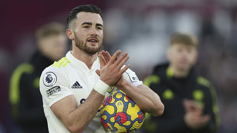 Player of the match Jack Harrison with the match ball. - null