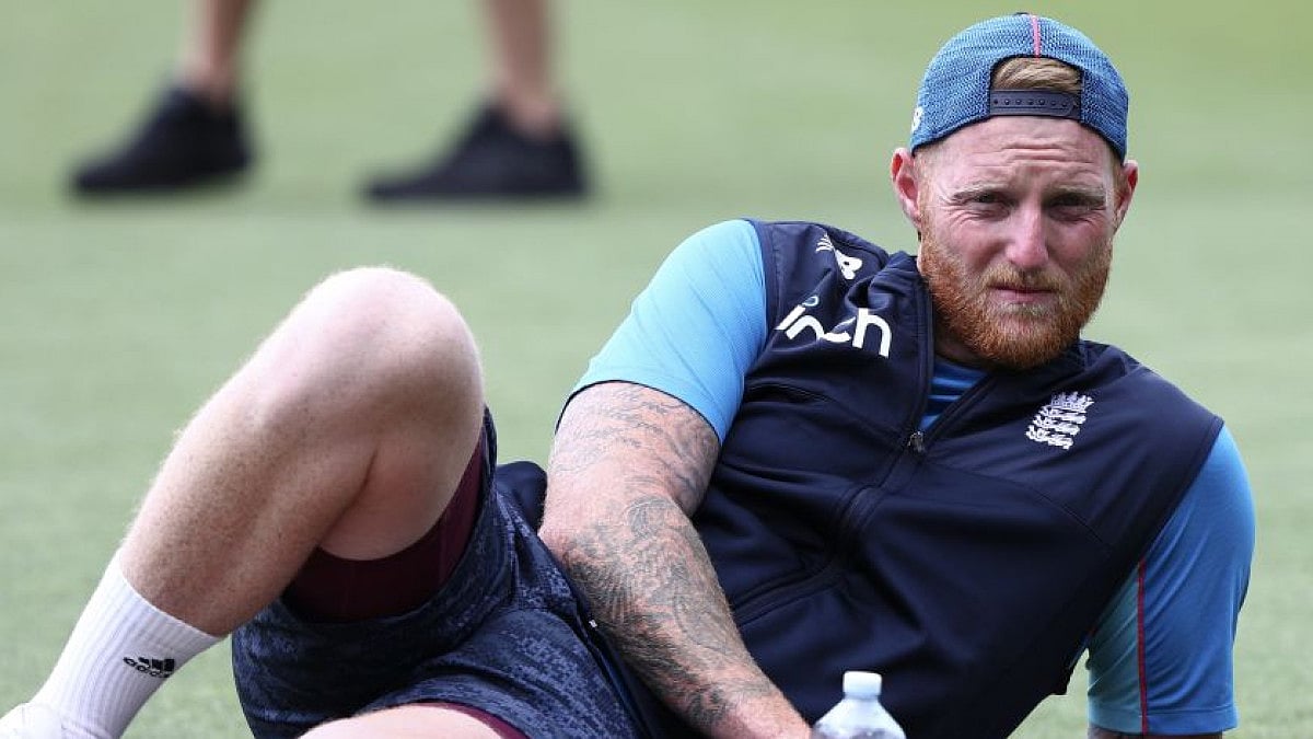 England's Ben Stokes relaxes before start of Ashes Test match against Australia on Jan. 15, 2022.