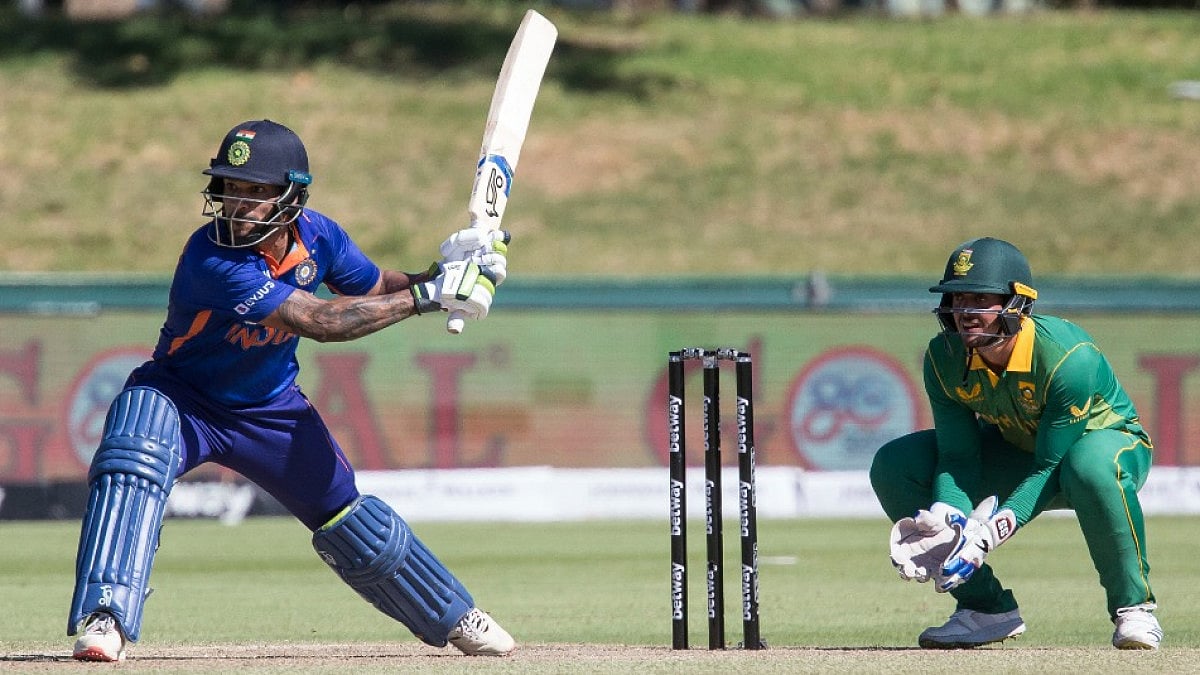 India's Shikar Dhawan plays a shot en route to his 79 against South Africa in first ODI. 