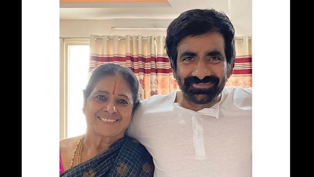 Actor Ravi Teja with his mother