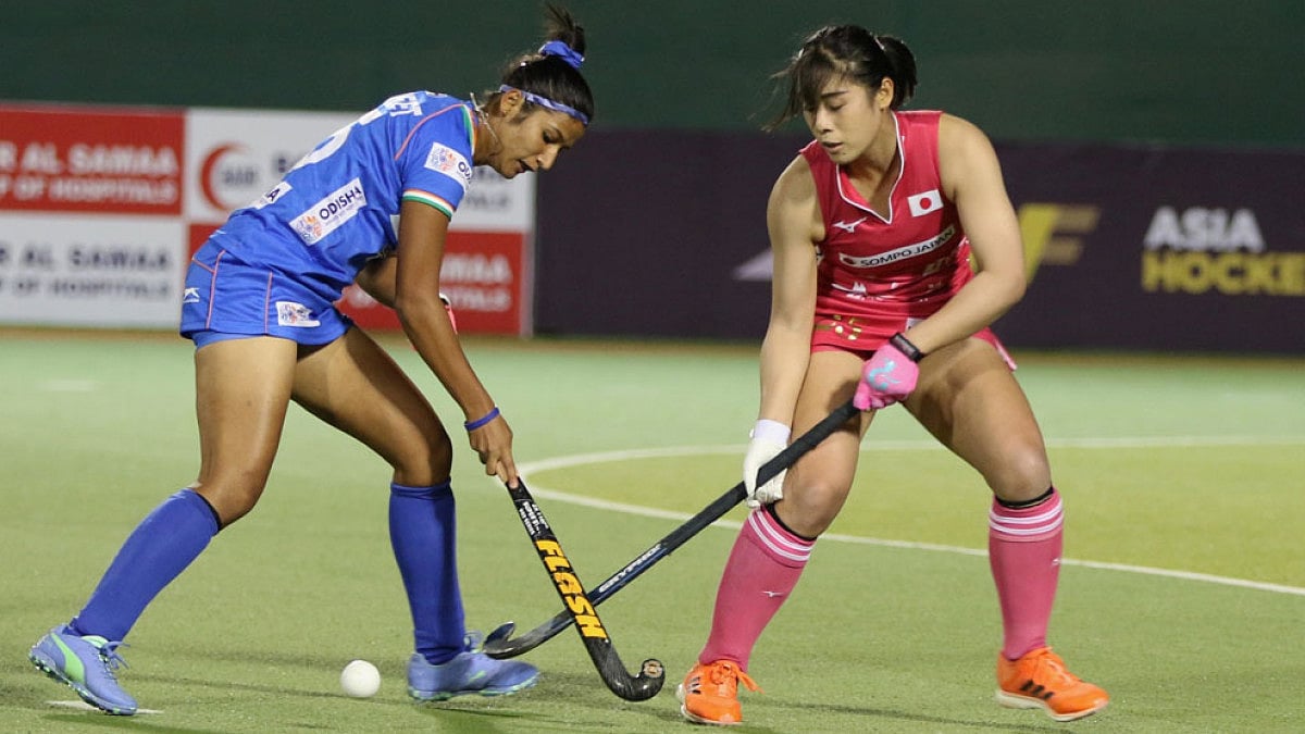 India's Navneet in action during their Women's Asia Cup Hockey 2022 match against Japan.