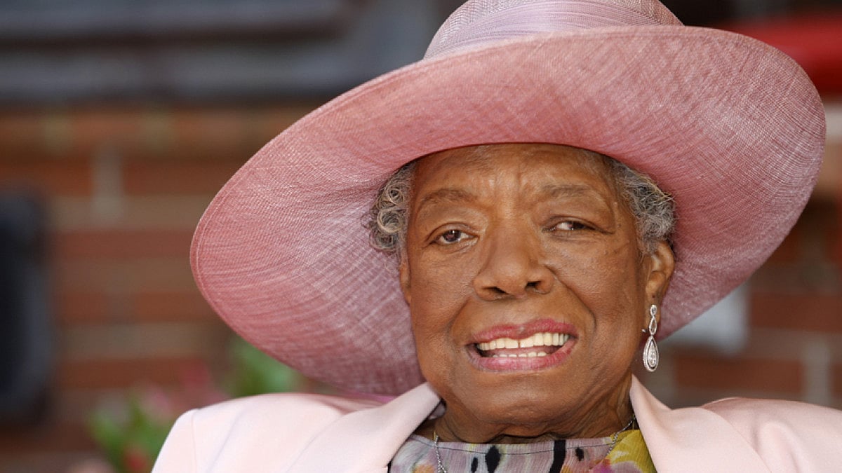 African-American poet and activist Maya Angelou